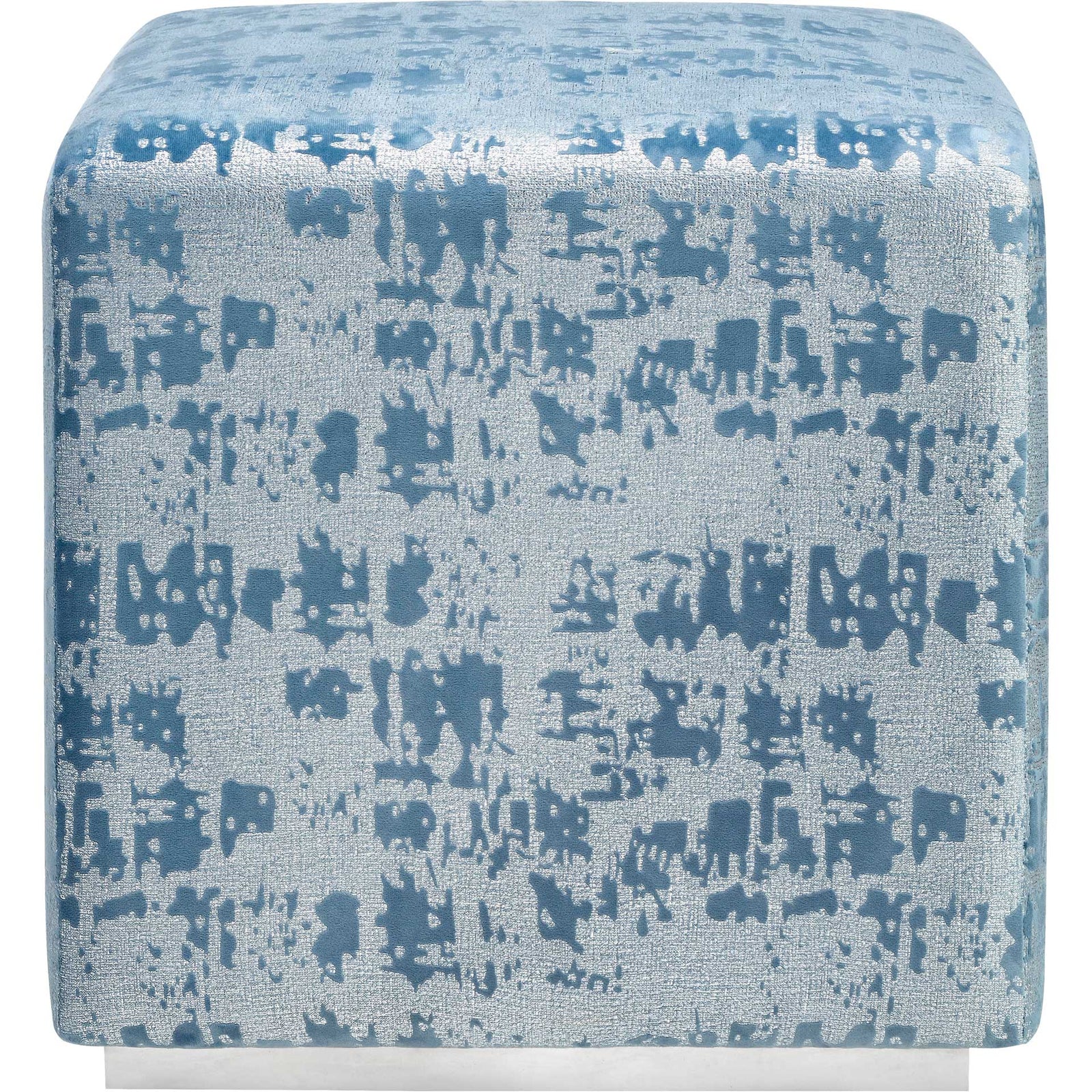 Kefton Textured Velvet Ottoman Blue