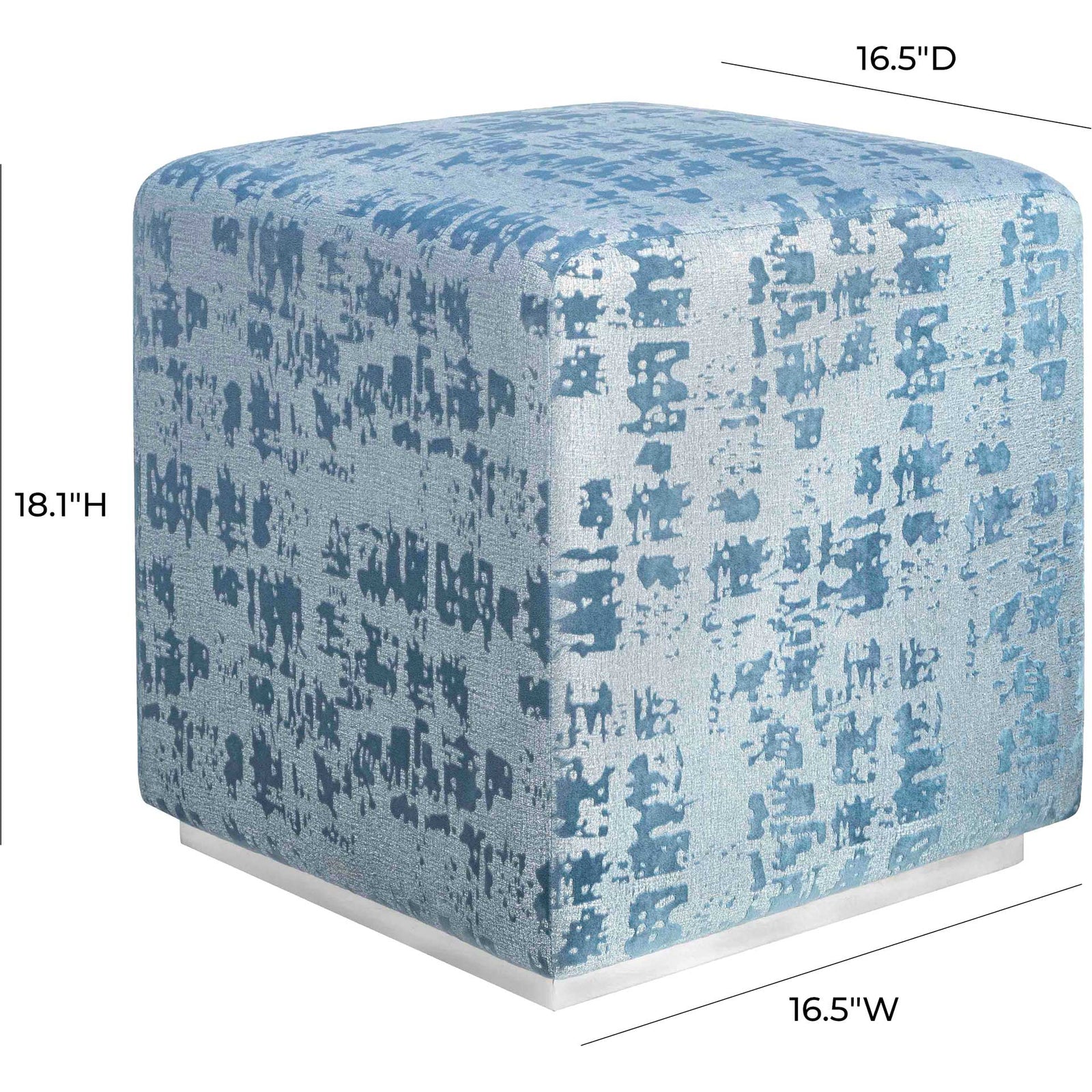 Kefton Textured Velvet Ottoman Blue