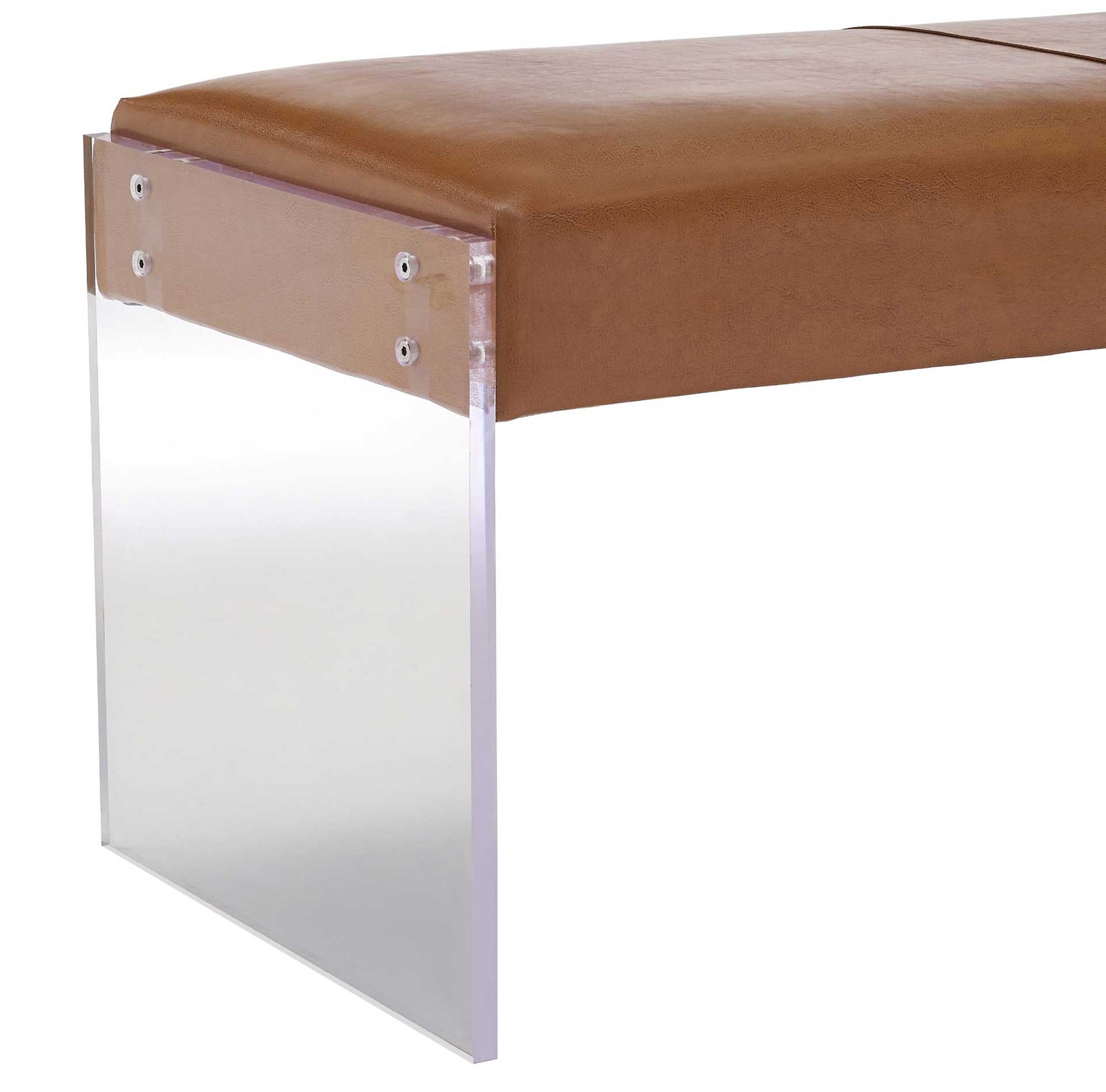 Enrica Leather/Acrylic Bench Brown