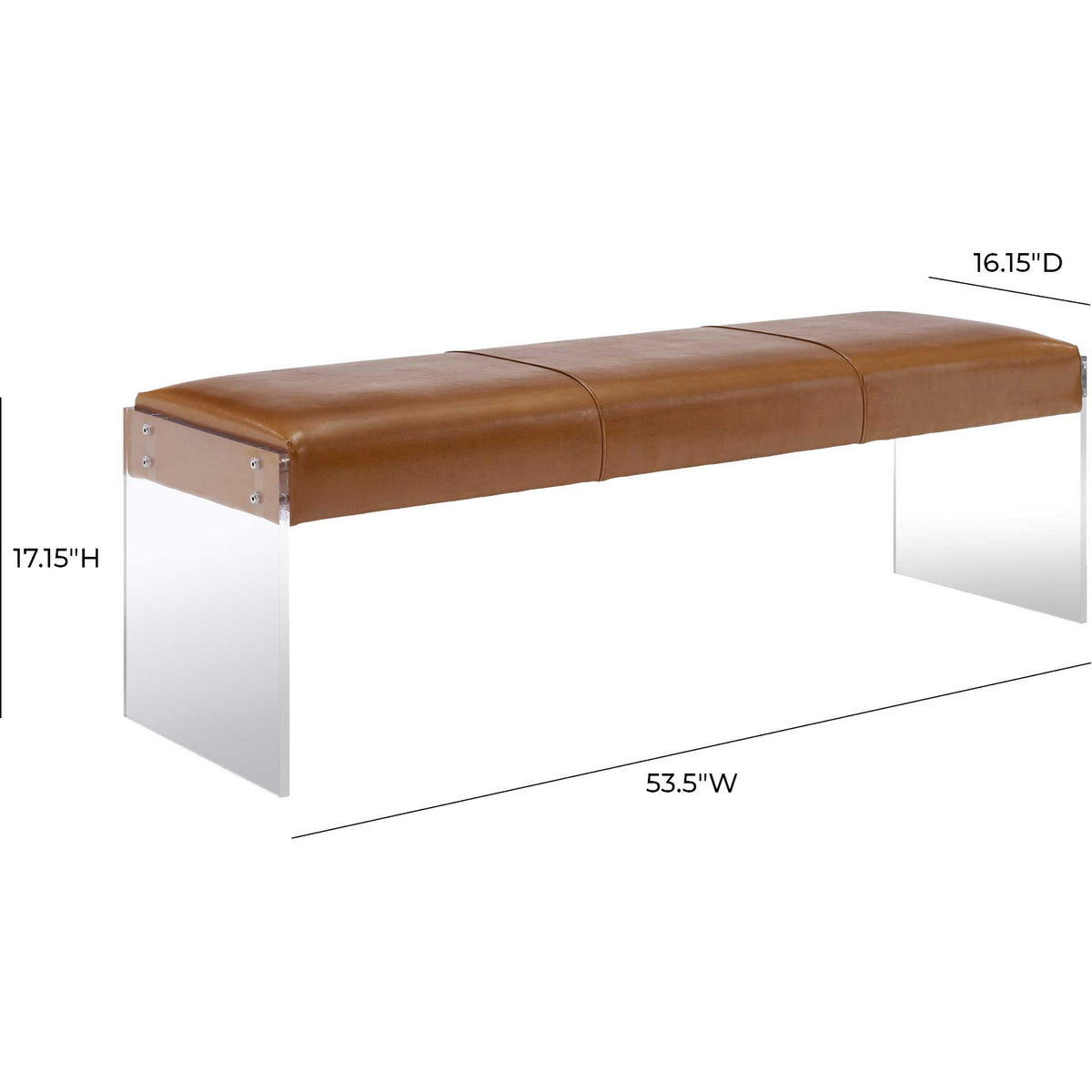 Enrica Leather/Acrylic Bench Brown