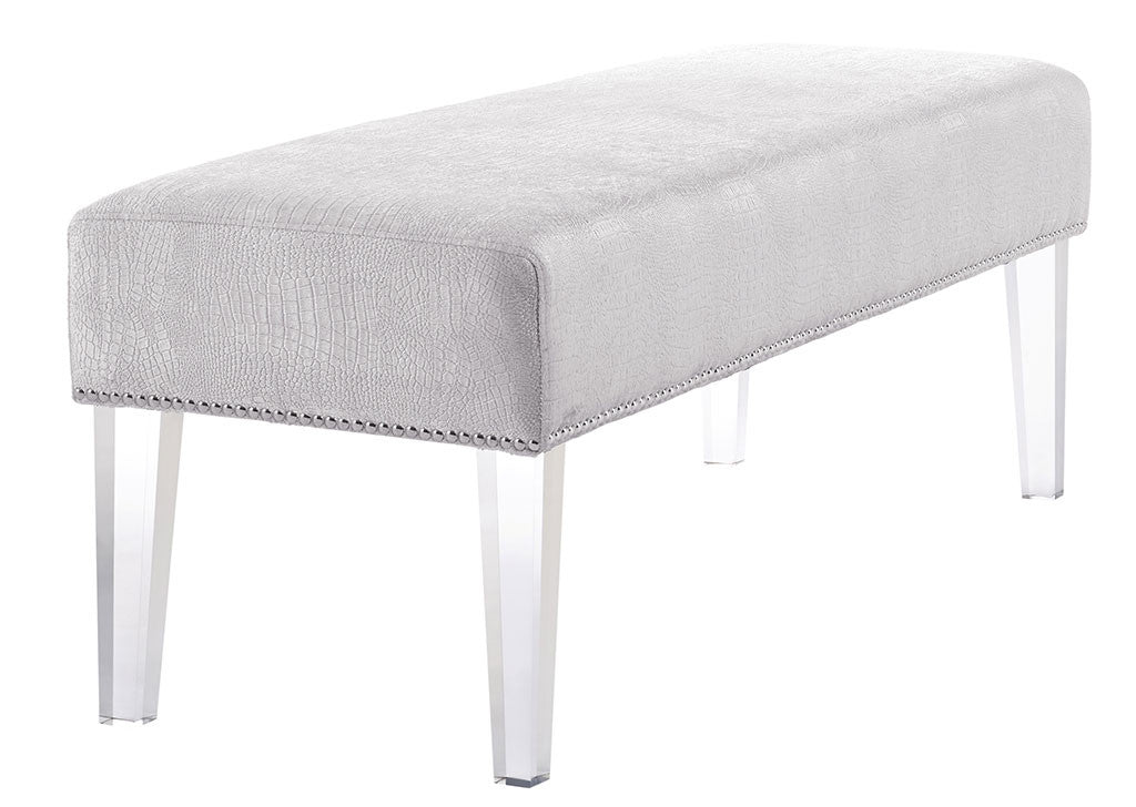 Steinway Silver Croc Velvet Acrylic Bench