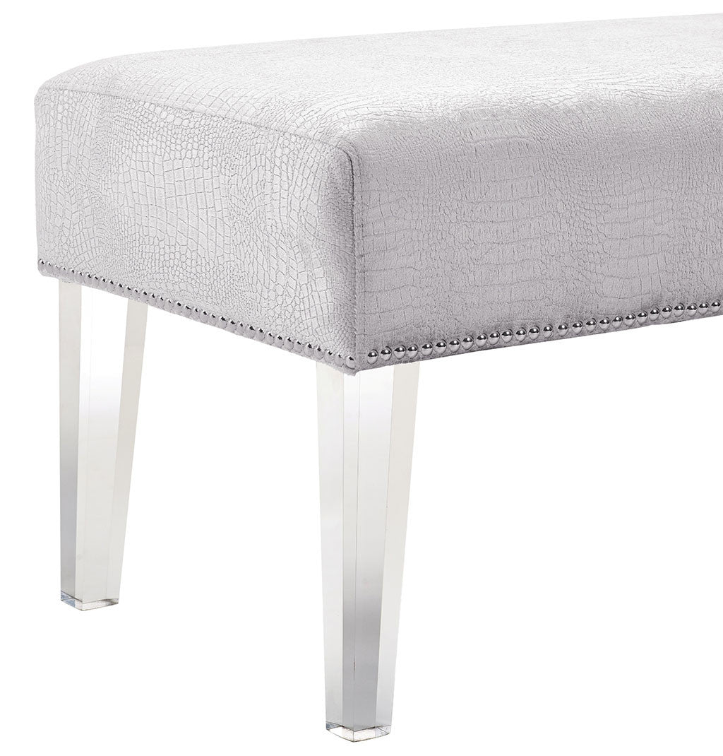 Steinway Silver Croc Velvet Acrylic Bench
