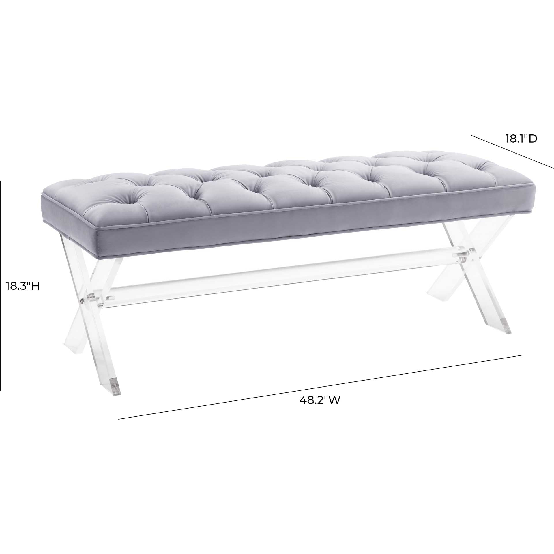 Clairton Lucite Bench Gray