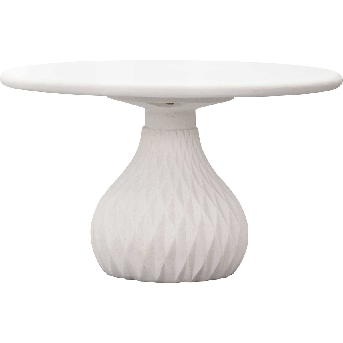 A slim round top balances a pear-shaped concrete base in a soft ivory finish || TOV-O44144 || front_studio