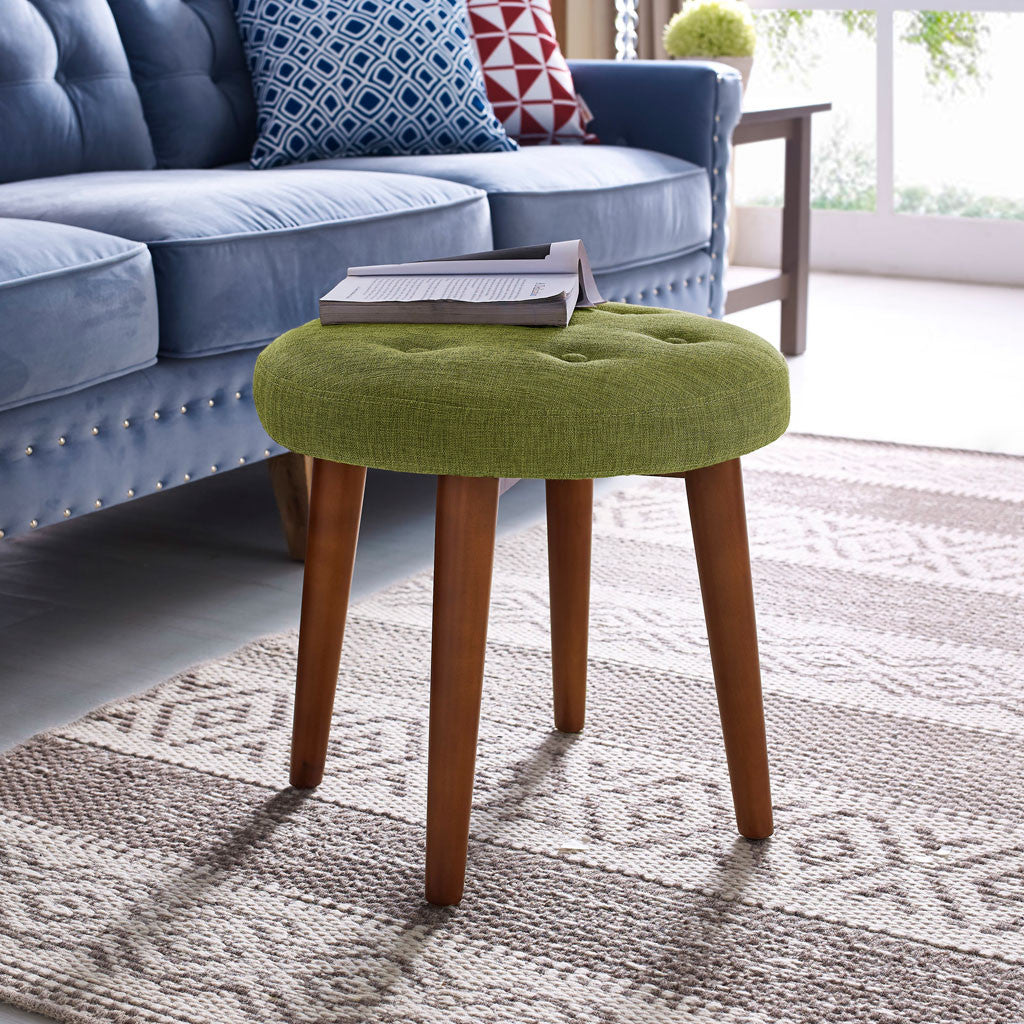 Malvern Green Linen Stool