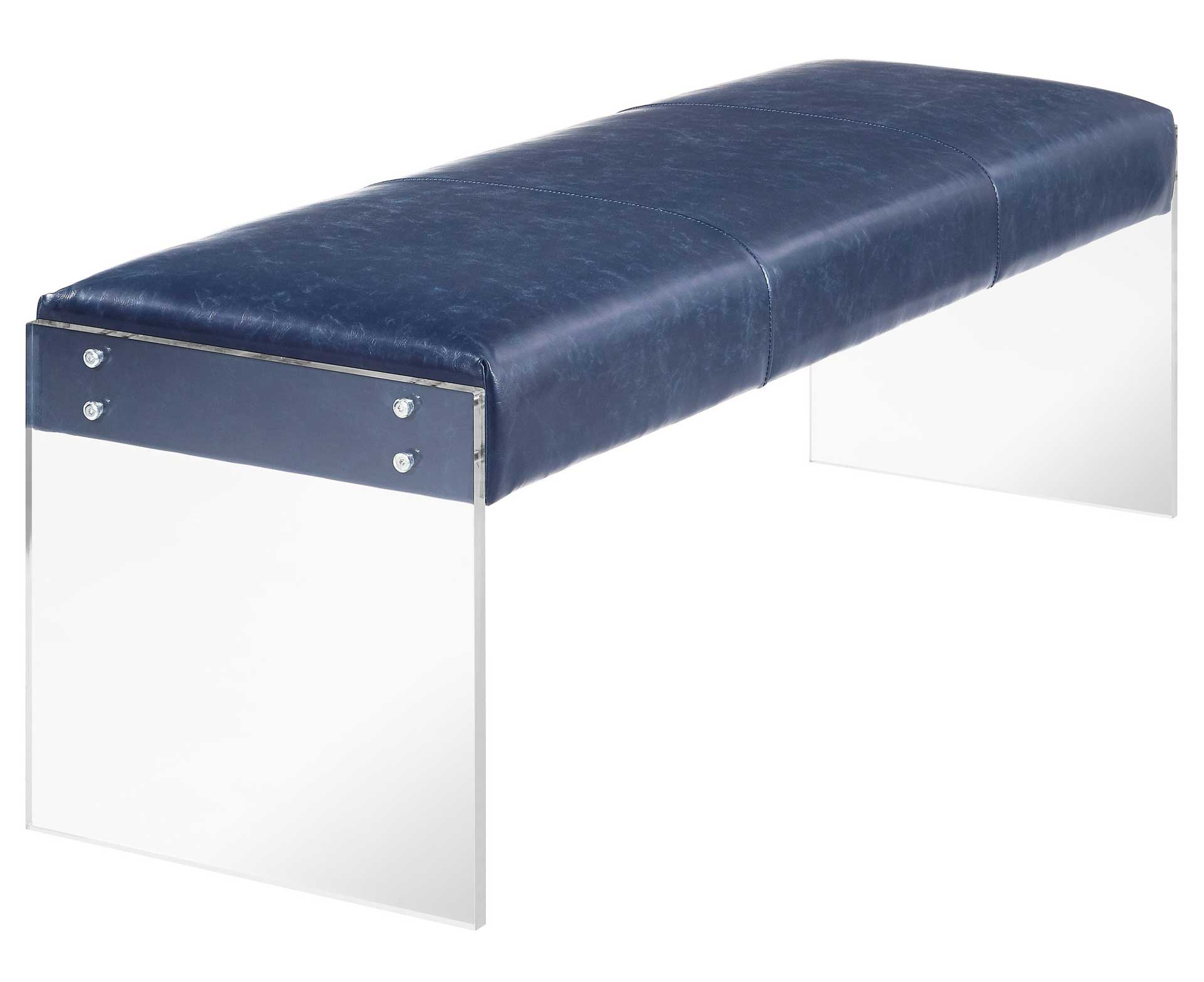 Enrica Leather/Acrylic Bench Blue