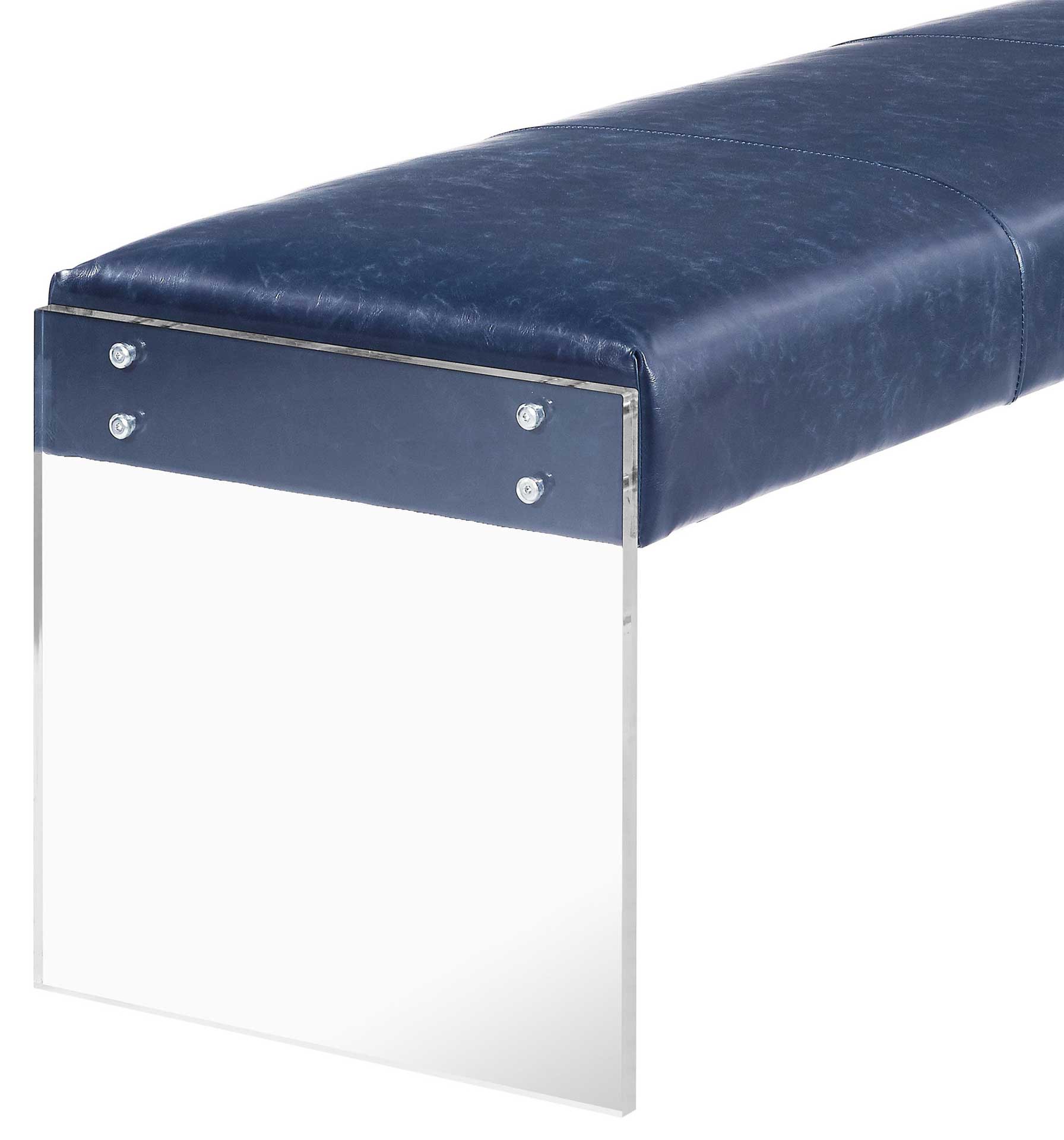 Enrica Leather/Acrylic Bench Blue