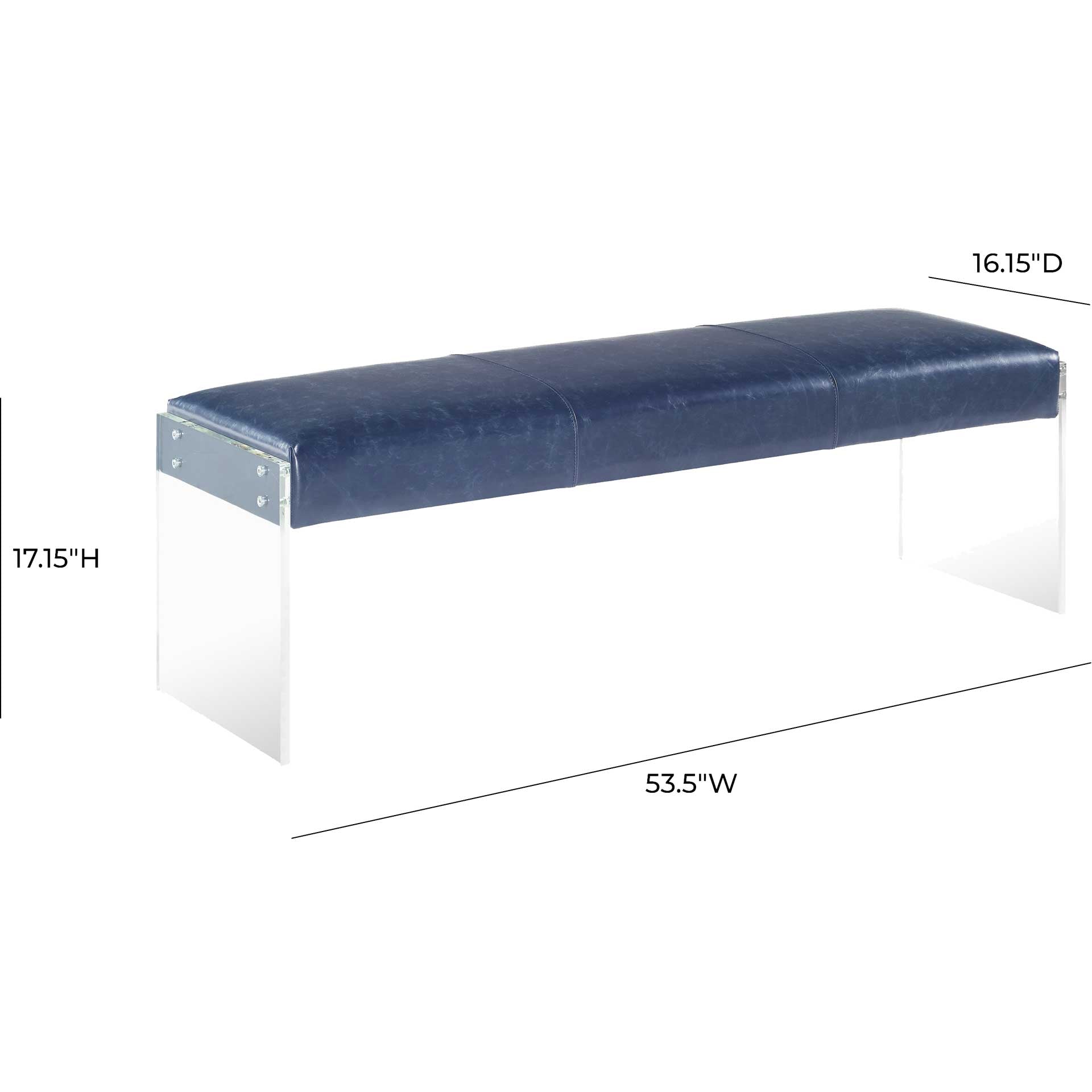 Enrica Leather/Acrylic Bench Blue