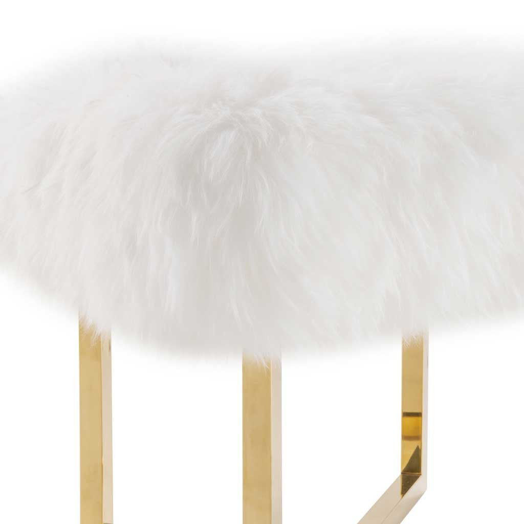 Nice Sheepskin Bench White/Gold