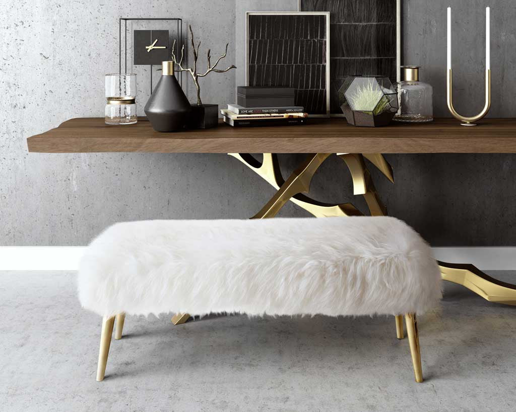 Chatou Sheepskin Bench White