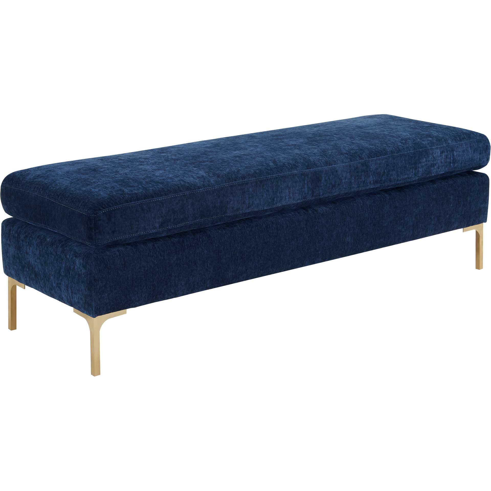 Deitria Textured Velvet Bench Navy