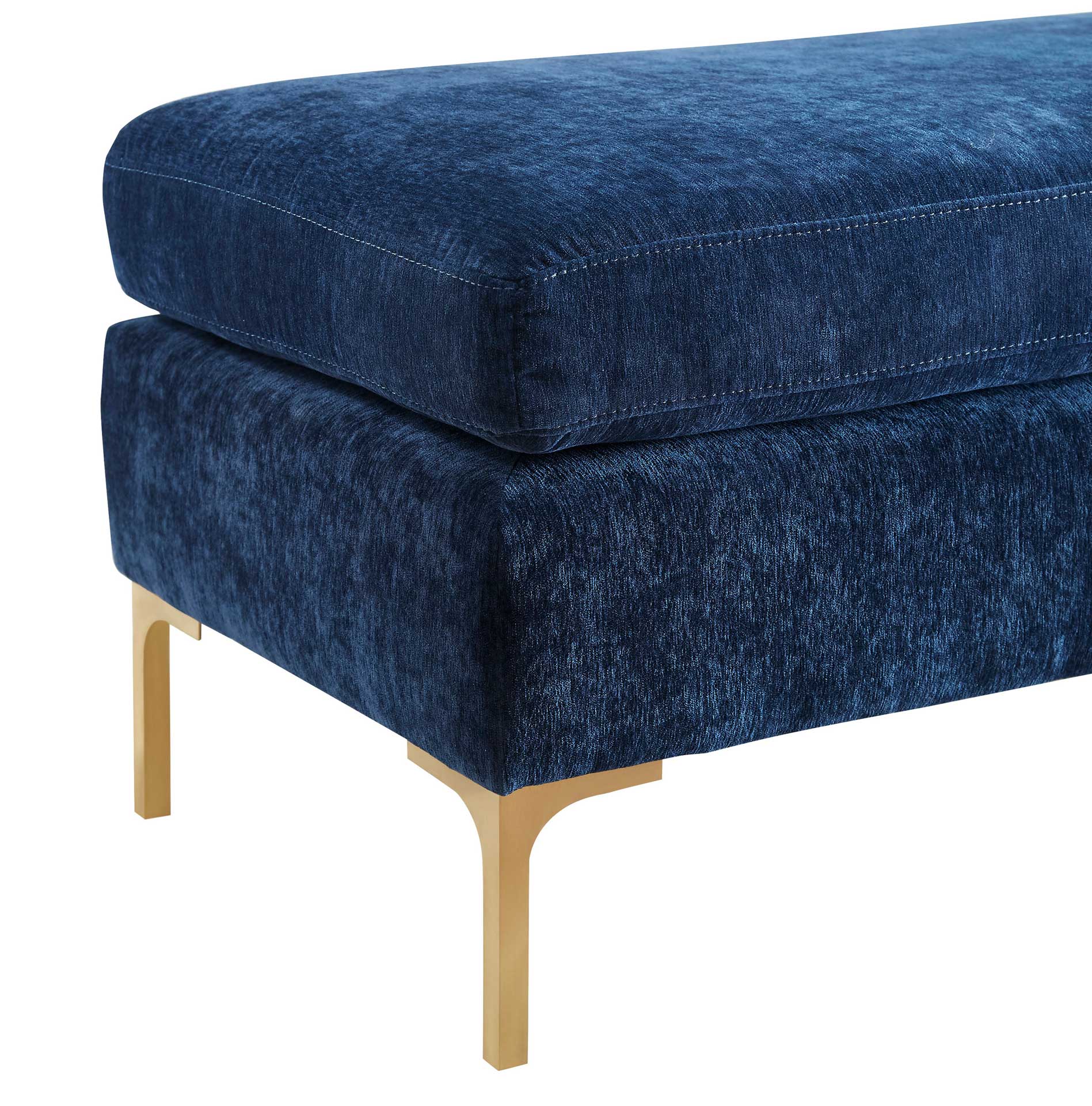 Deitria Textured Velvet Bench Navy