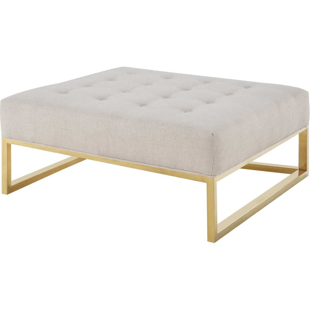 Narbonne Metallic Linen Ottoman Beige