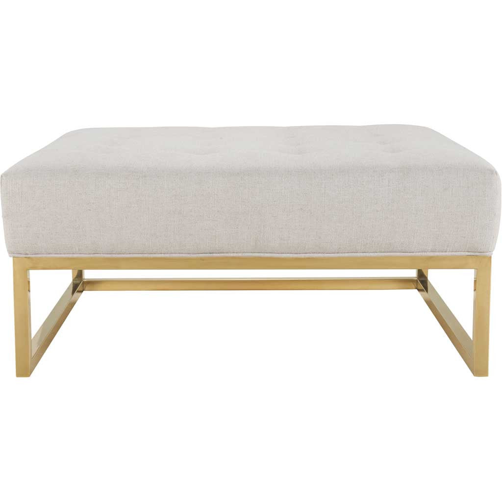 Narbonne Metallic Linen Ottoman Beige