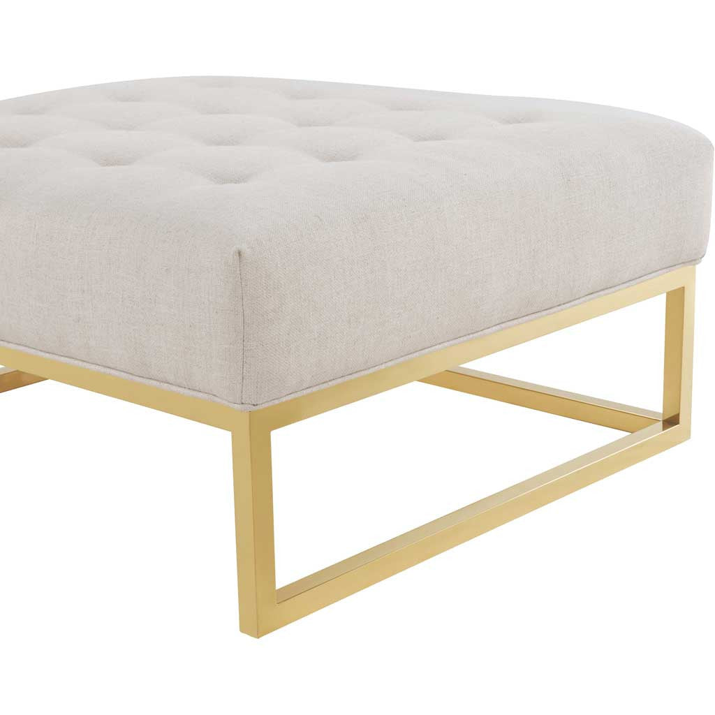 Narbonne Metallic Linen Ottoman Beige