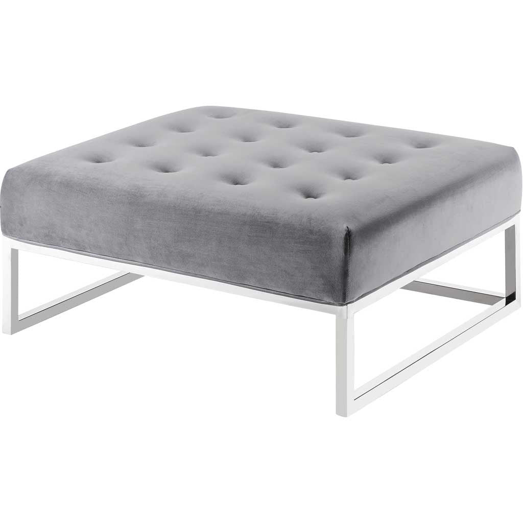 Narbonne Velvet Ottoman Gray