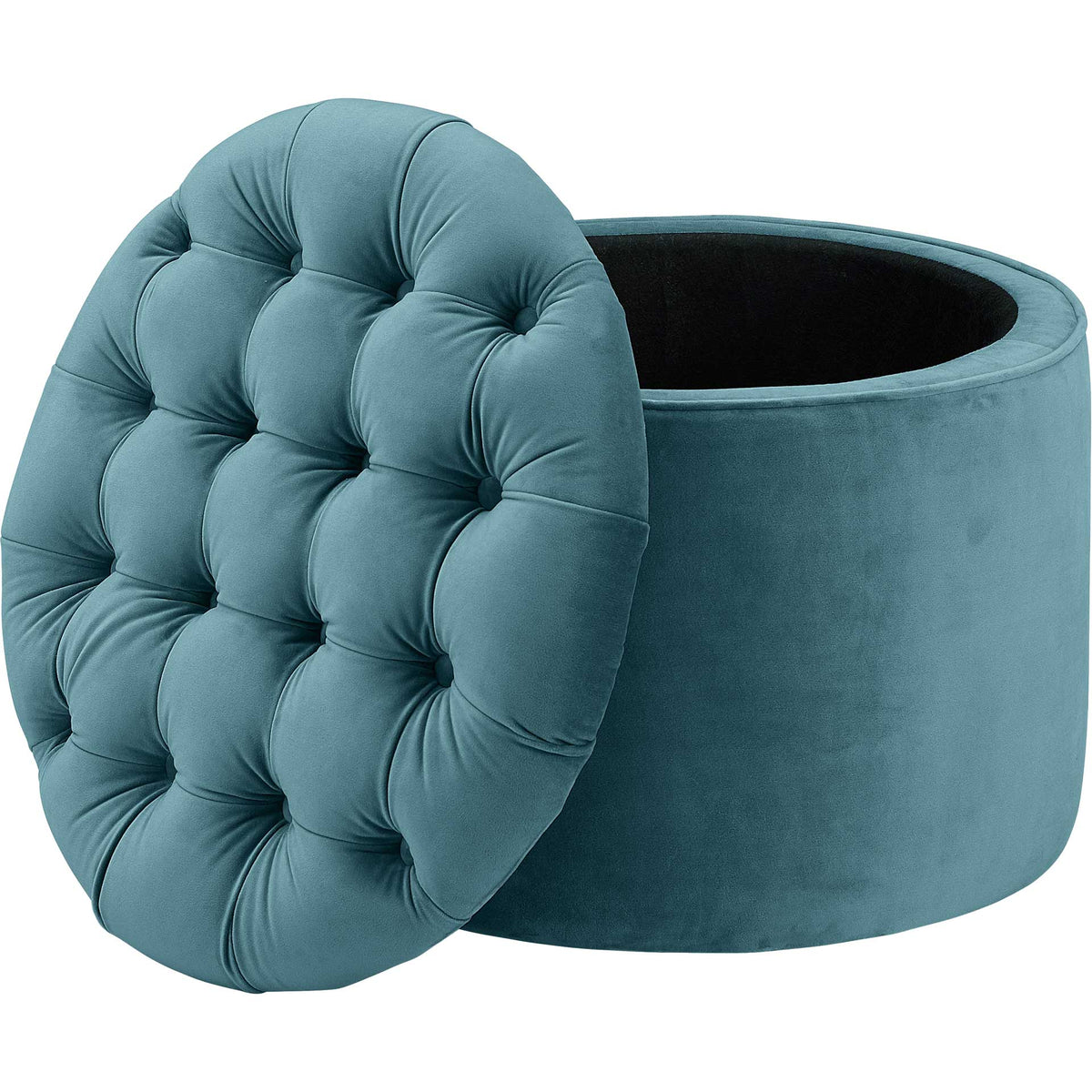 Quanita Velvet Storage Ottoman Sea Blue