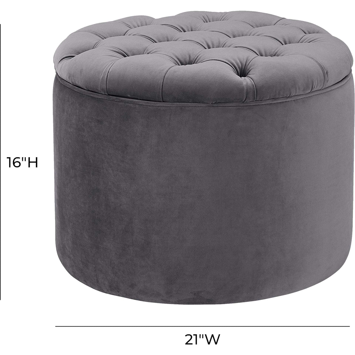 Quanita Velvet Storage Ottoman Gray