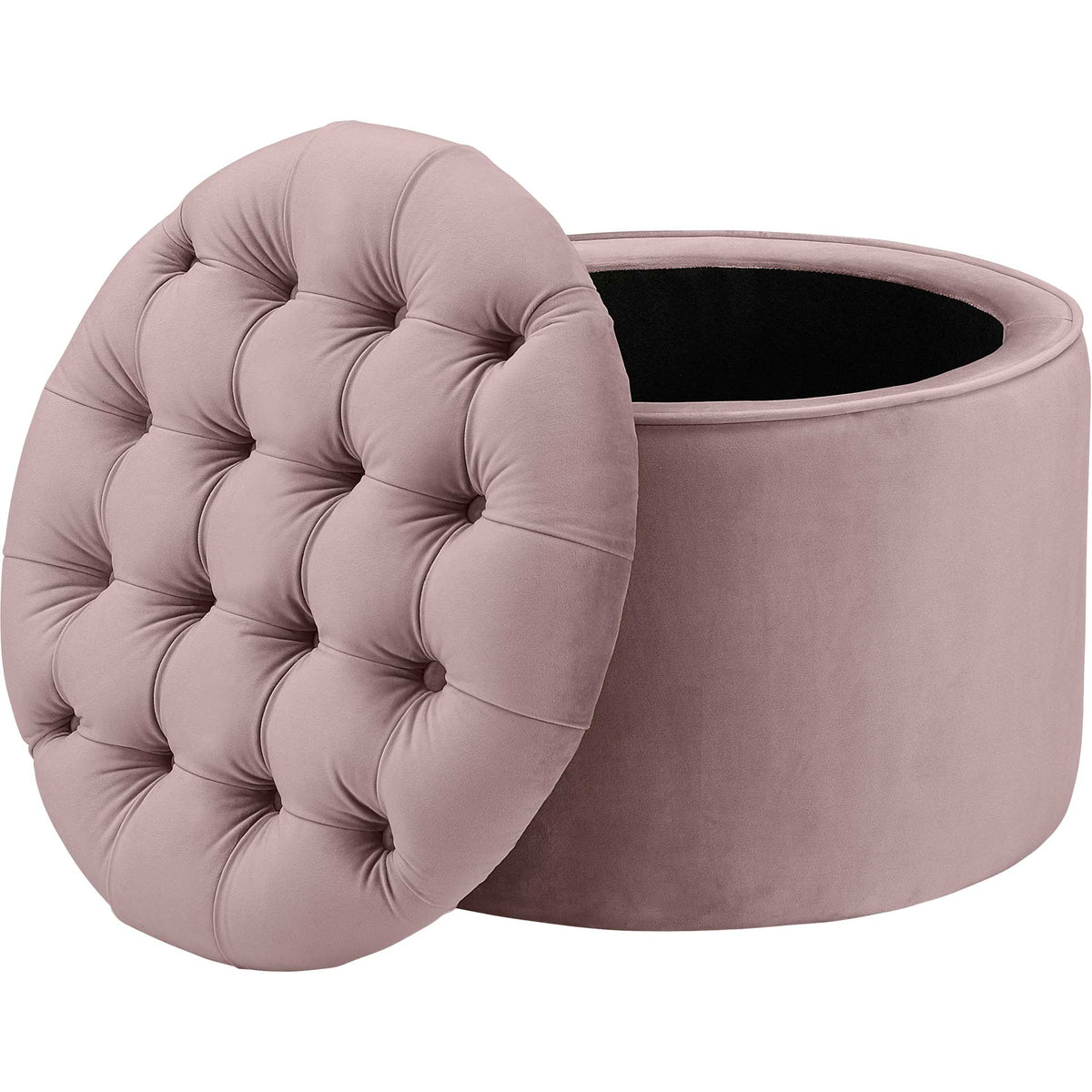 Quanita Velvet Storage Ottoman Blush