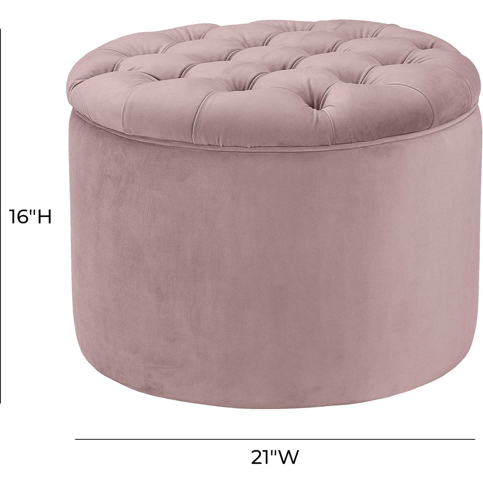 Quanita Velvet Storage Ottoman Blush