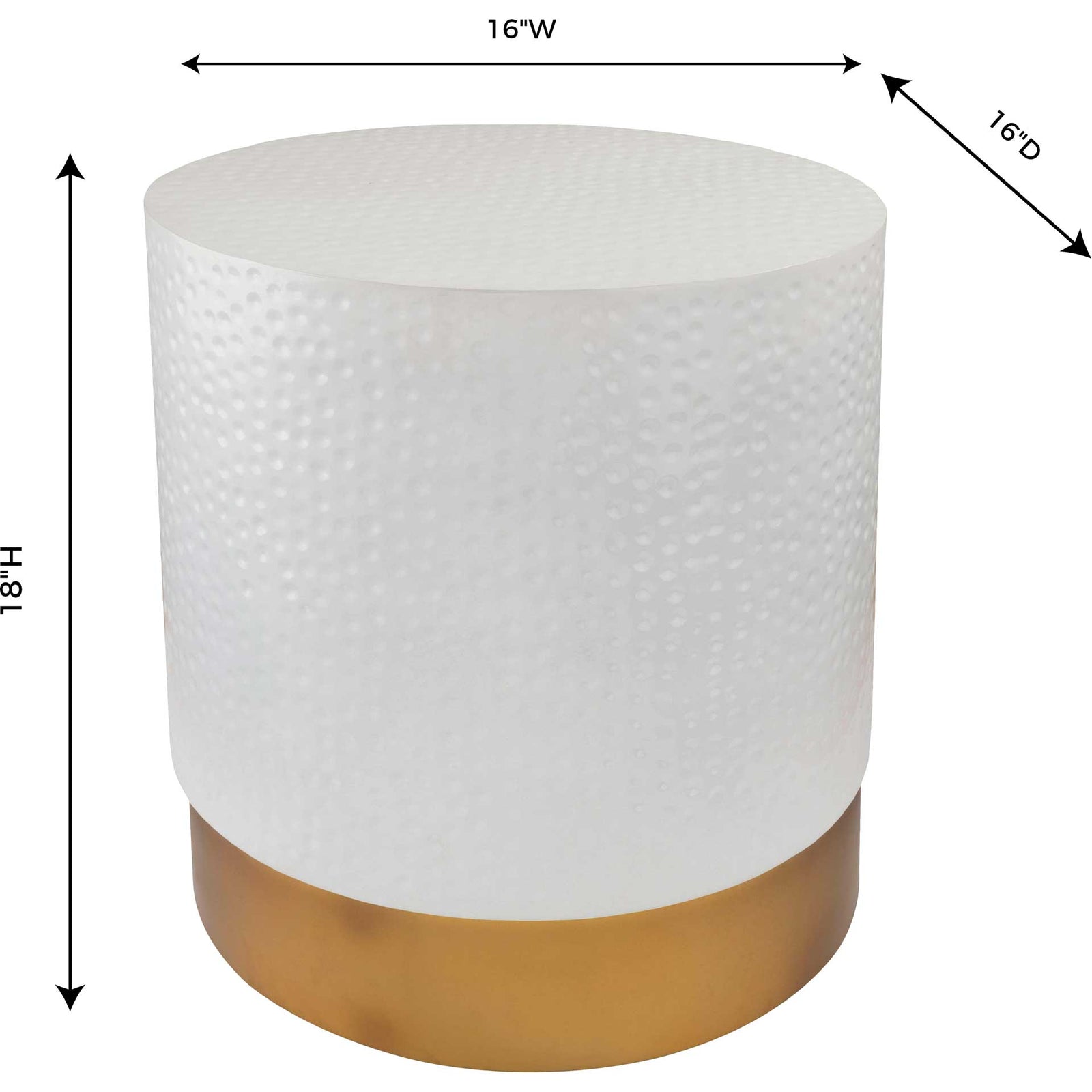 Diesel Hand Hammered Side Table White