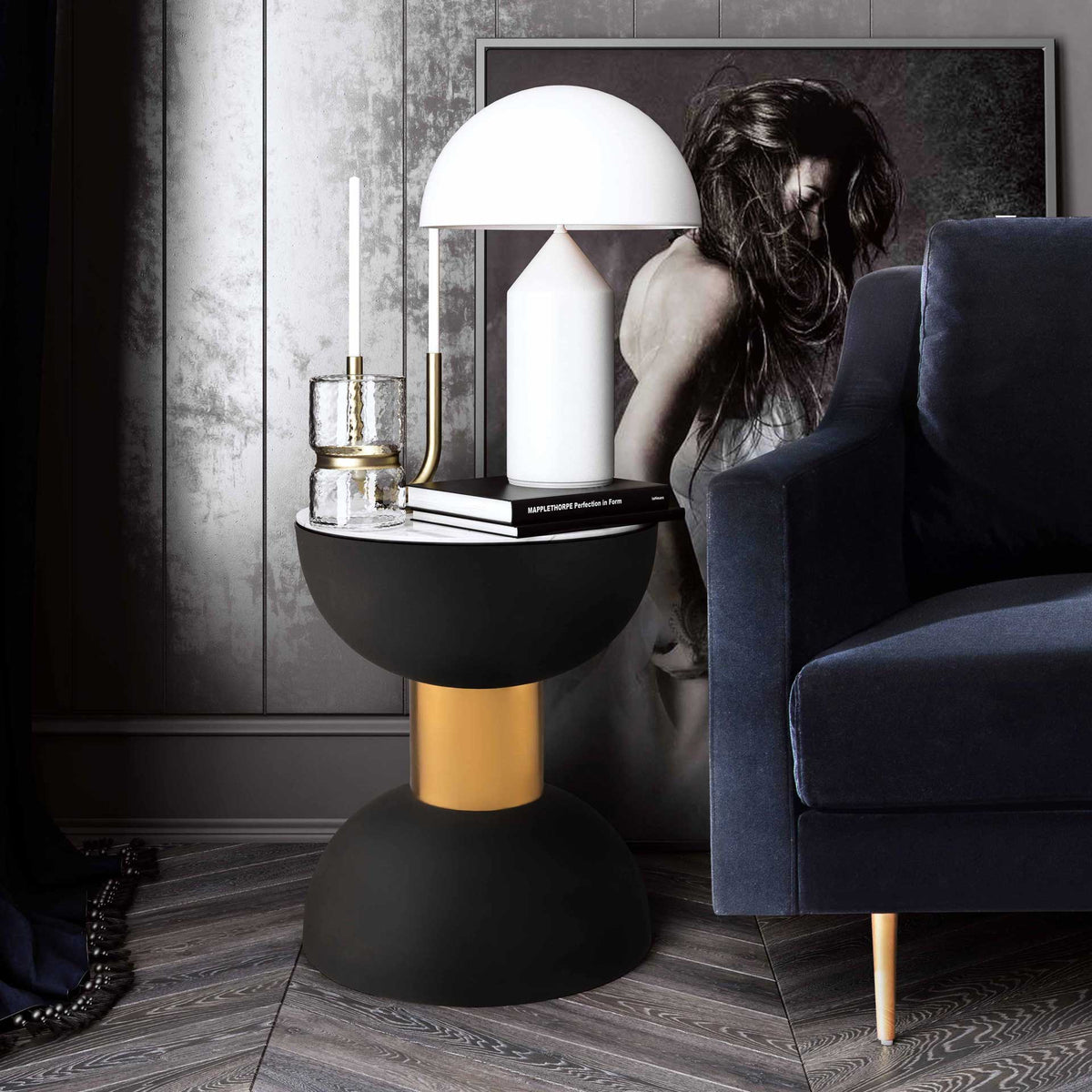 Taliyah Marble Side Table Black