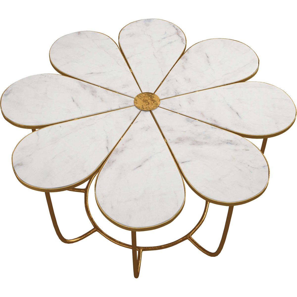 Floral Marble Cocktail Table White/Gold