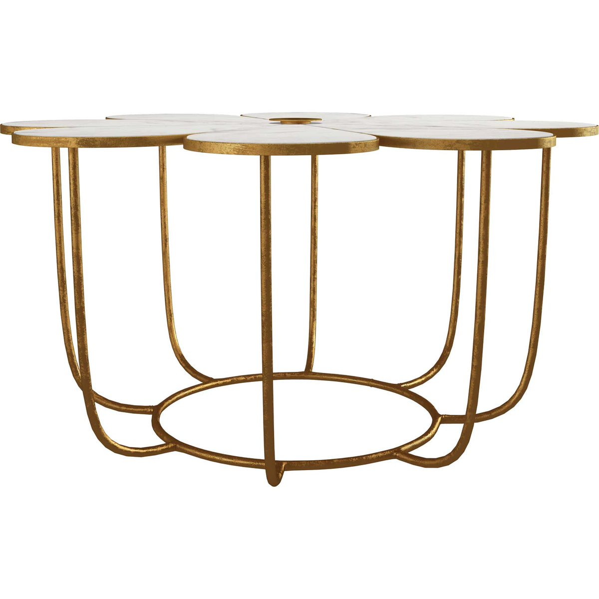Floral Marble Cocktail Table White/Gold