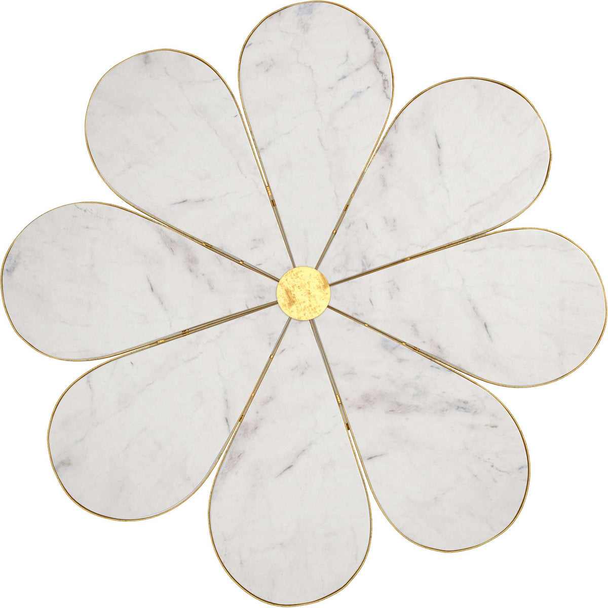 Floral Marble Cocktail Table White/Gold