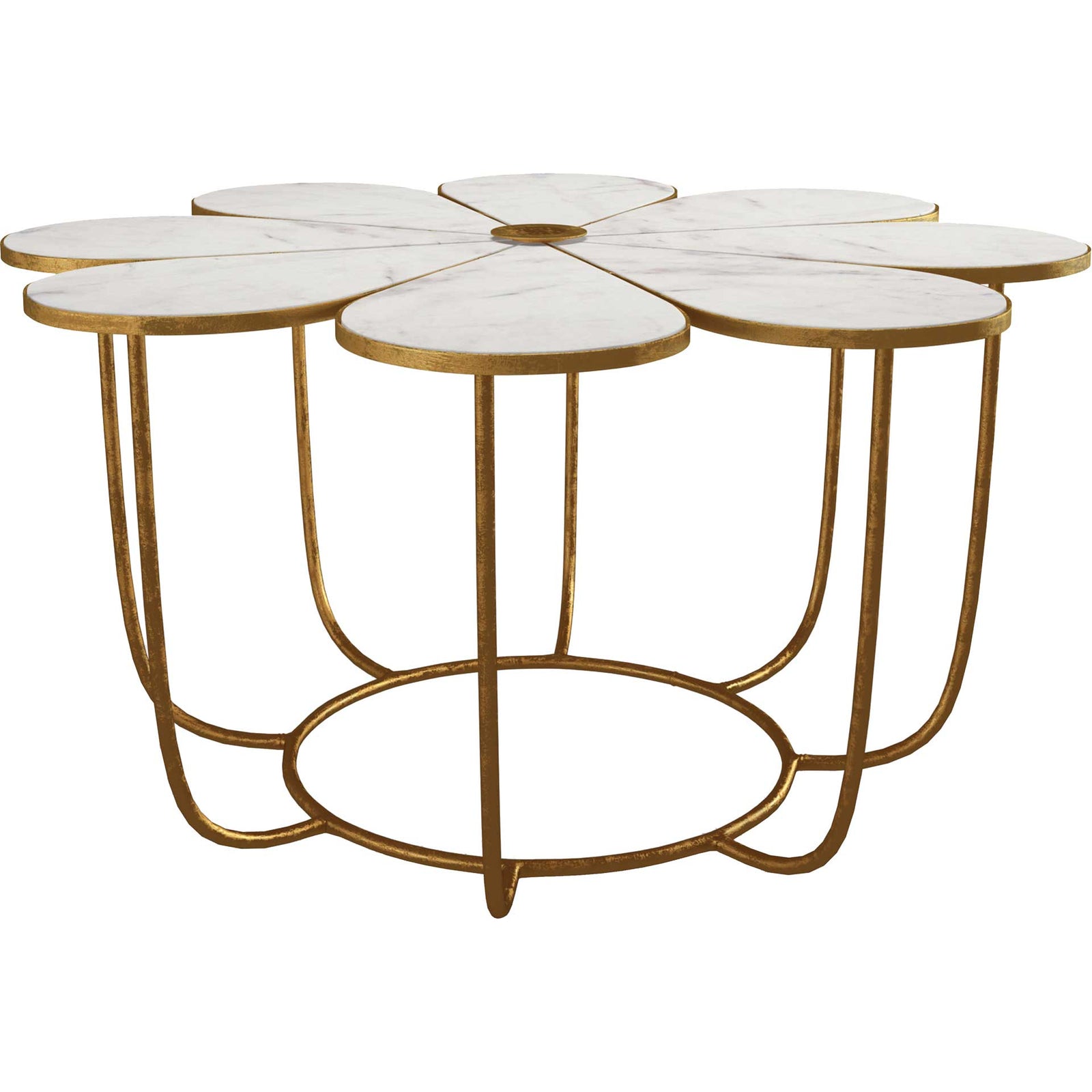 Floral Marble Cocktail Table White/Gold