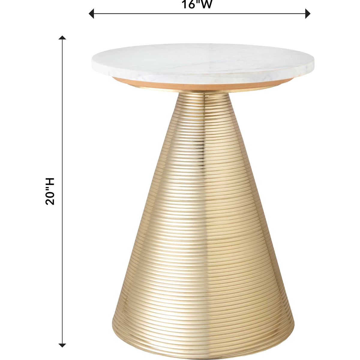 At 16 inches wide and 20 inches tall, this marble and gold side table makes a compact, elegant accent.