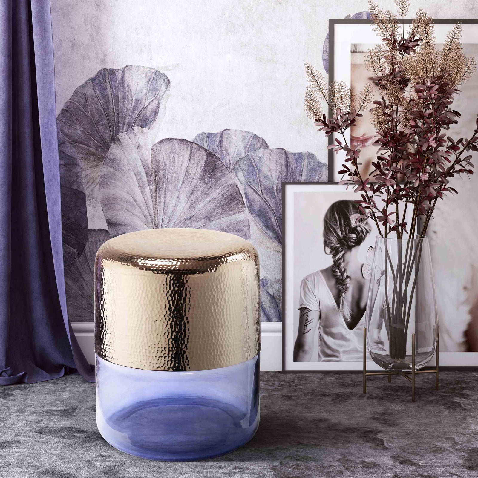 Kolten Side Table Gold/Purple