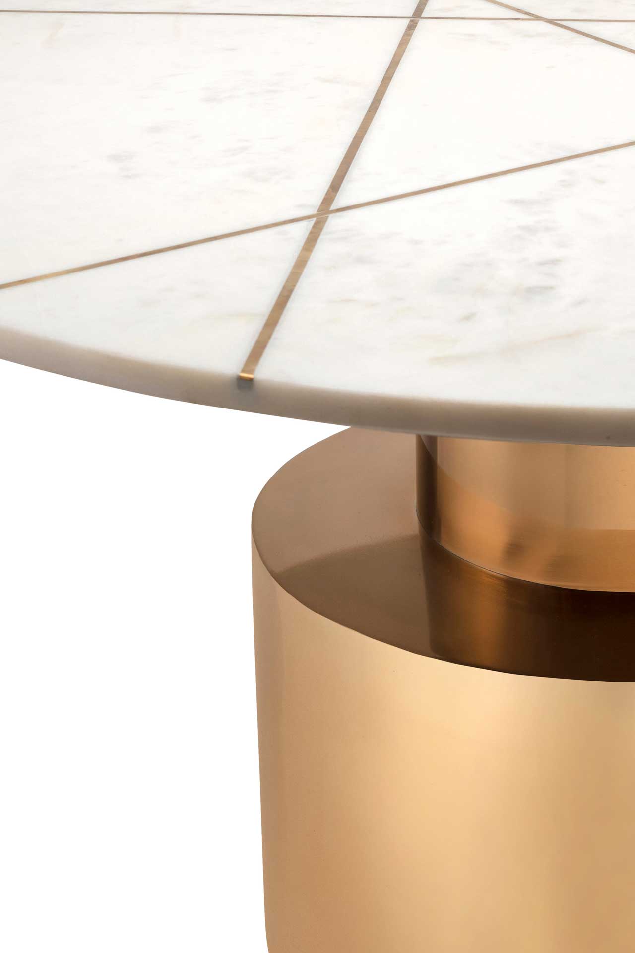 Terrence Marble Coffee Table Brass/White