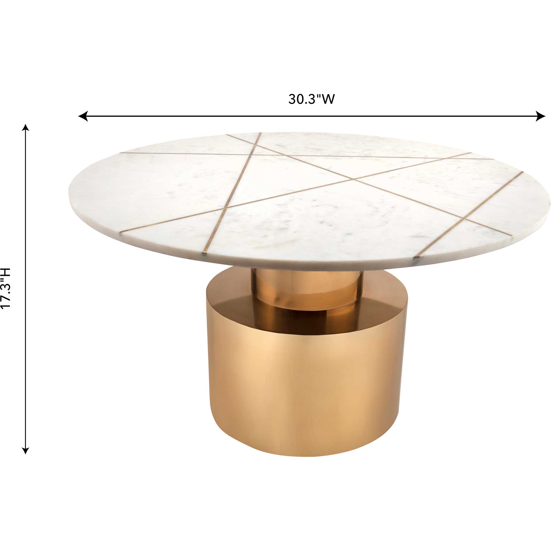 Terrence Marble Coffee Table Brass/White