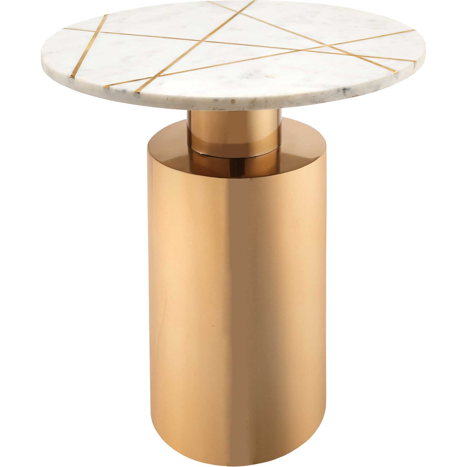 Terrence Marble Side Table Brass/White