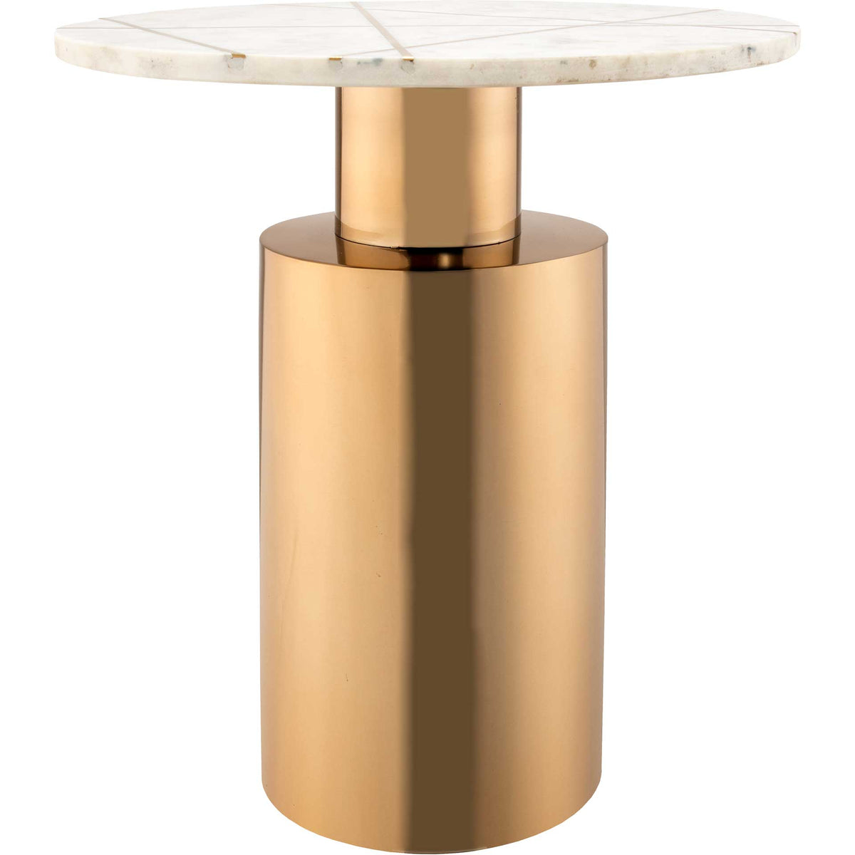 Terrence Marble Side Table Brass/White