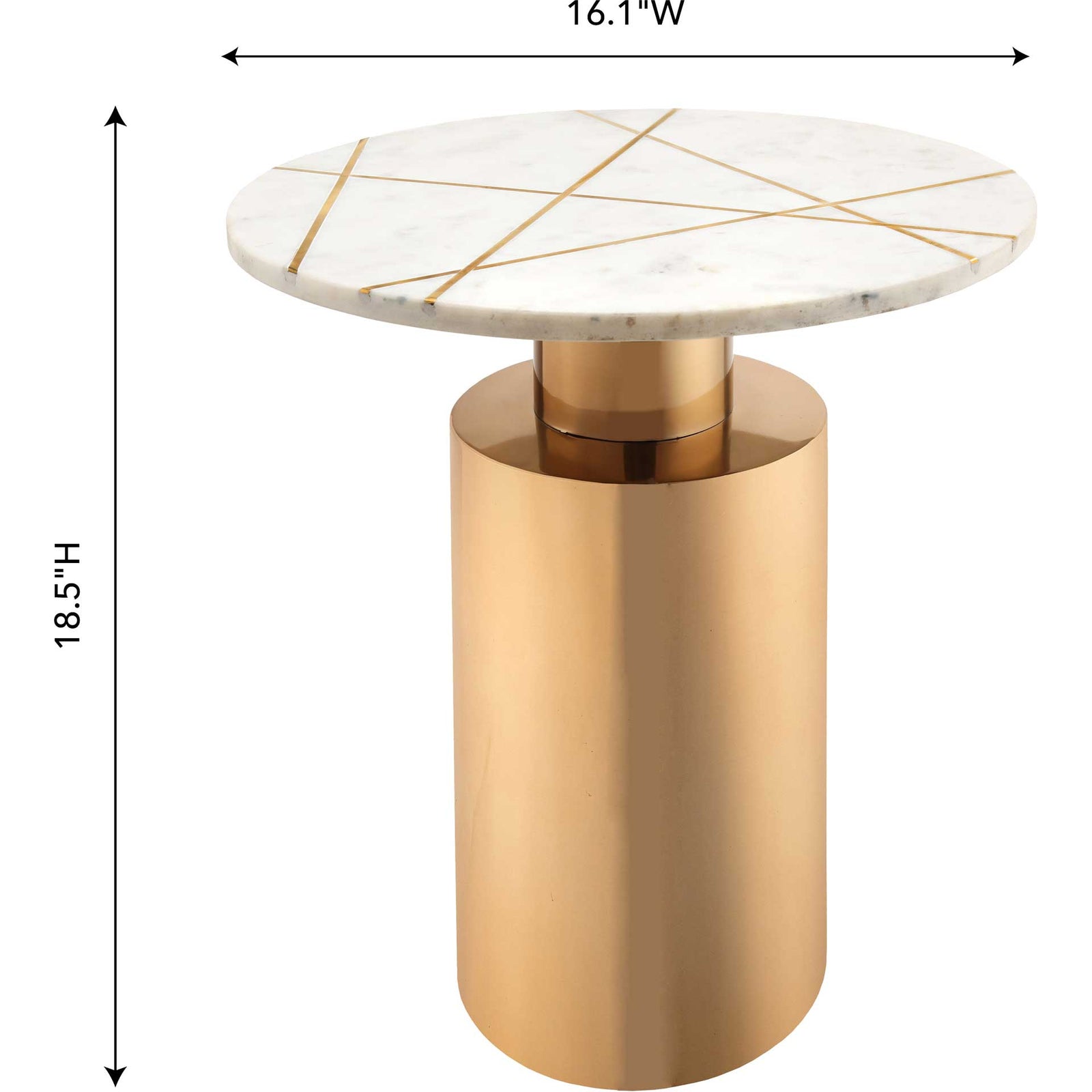 Terrence Marble Side Table Brass/White
