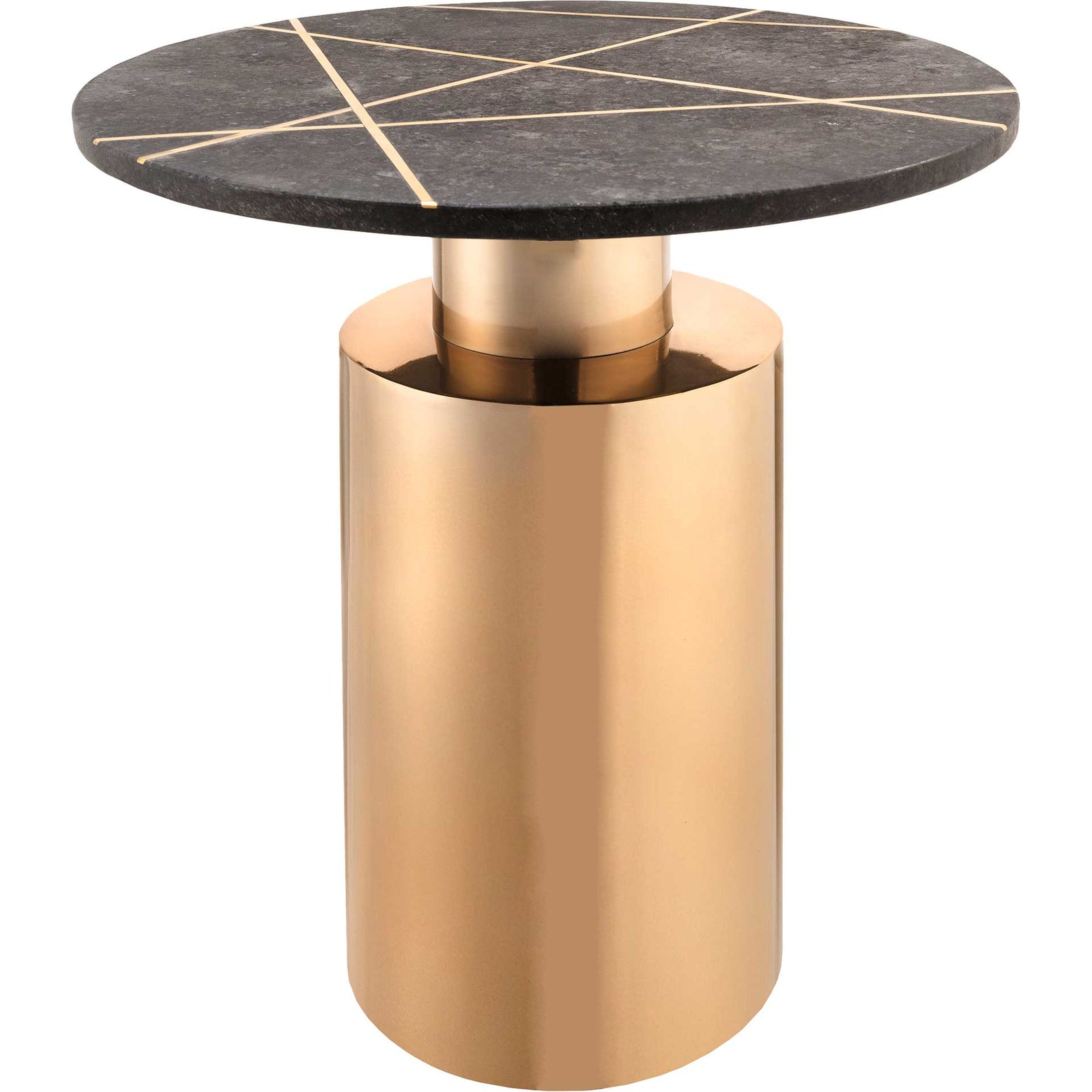 Terrence Marble Side Table Black Marble/Brass