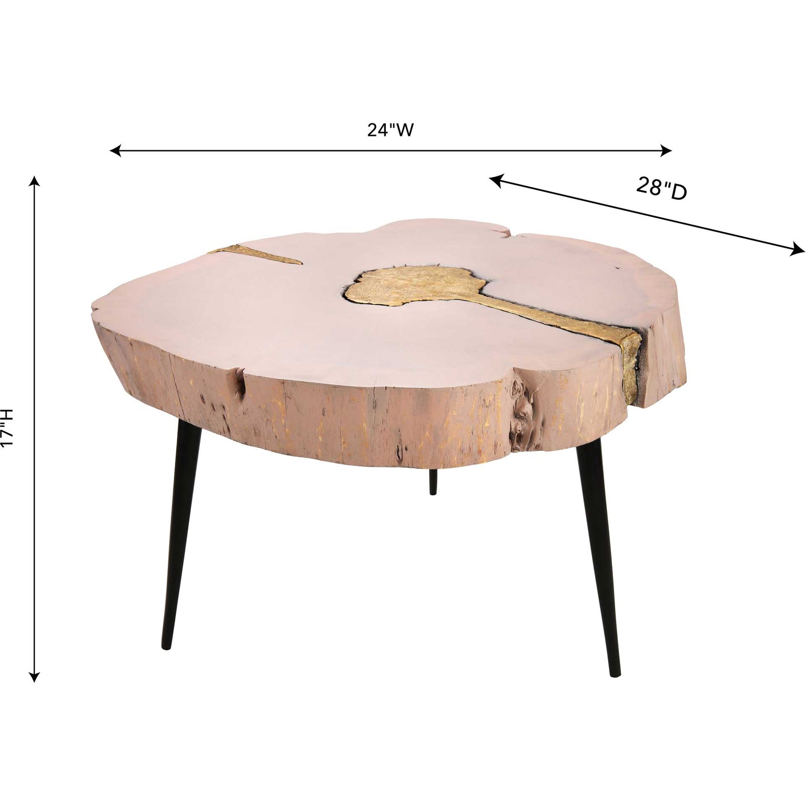 Tieton Coffee Table Pink/Brass
