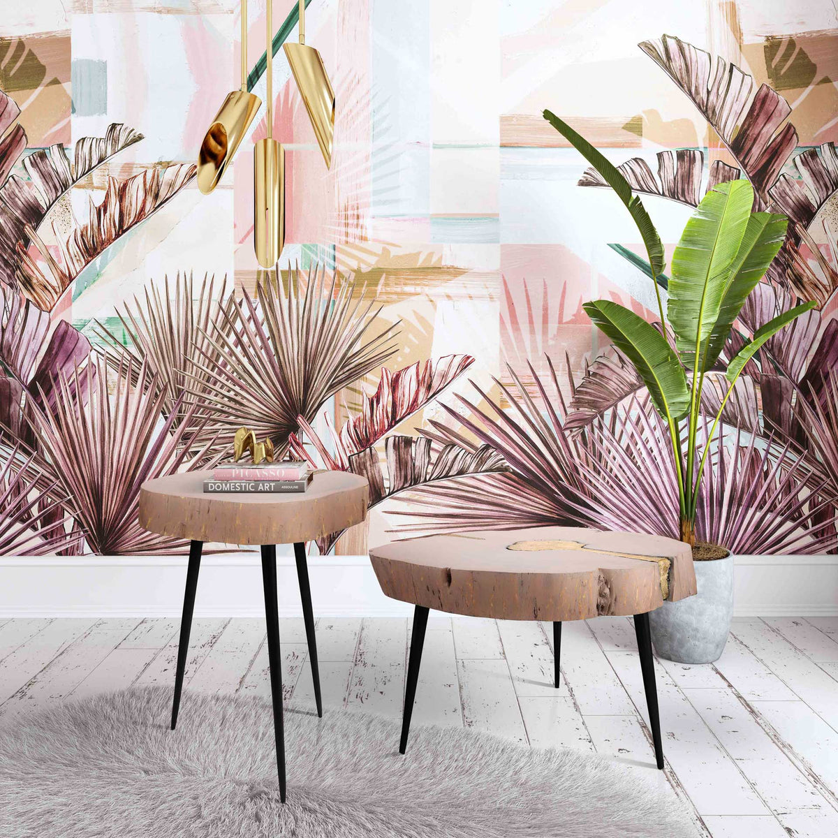 Tieton Coffee Table Pink/Brass