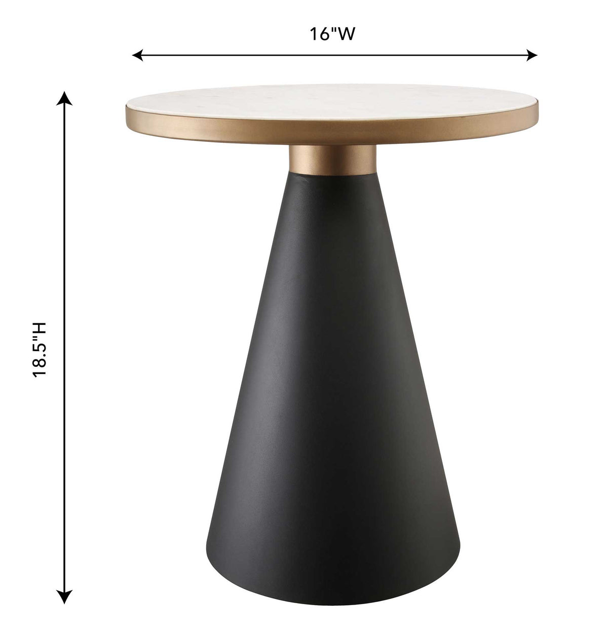 Compact at 16 inches wide and 18.5 inches high, this marble side table fits neatly beside seating