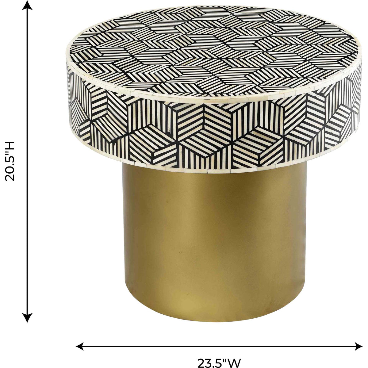 Bone Inlay Round Side Table Black And White