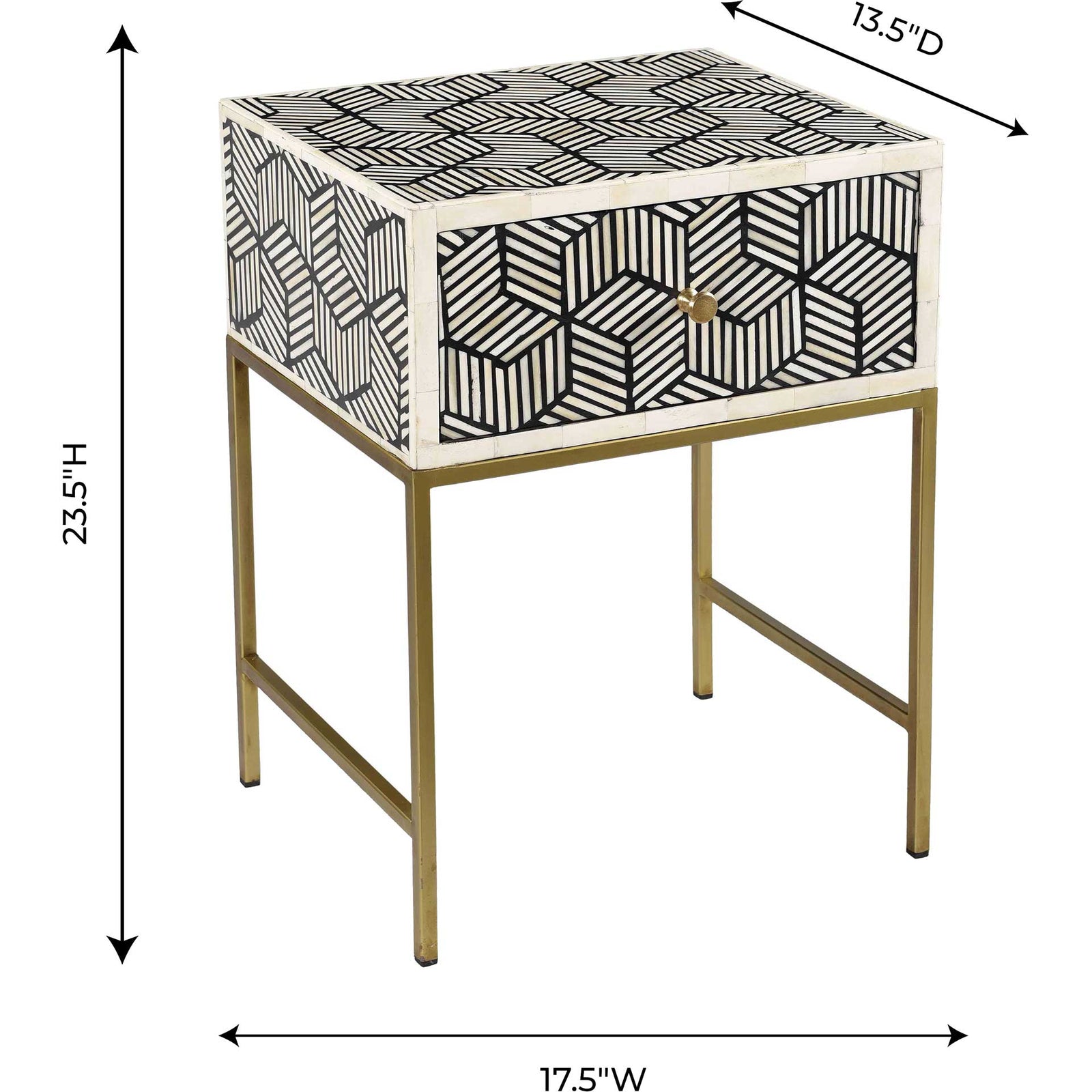 Bone Inlay Side Table Black And White