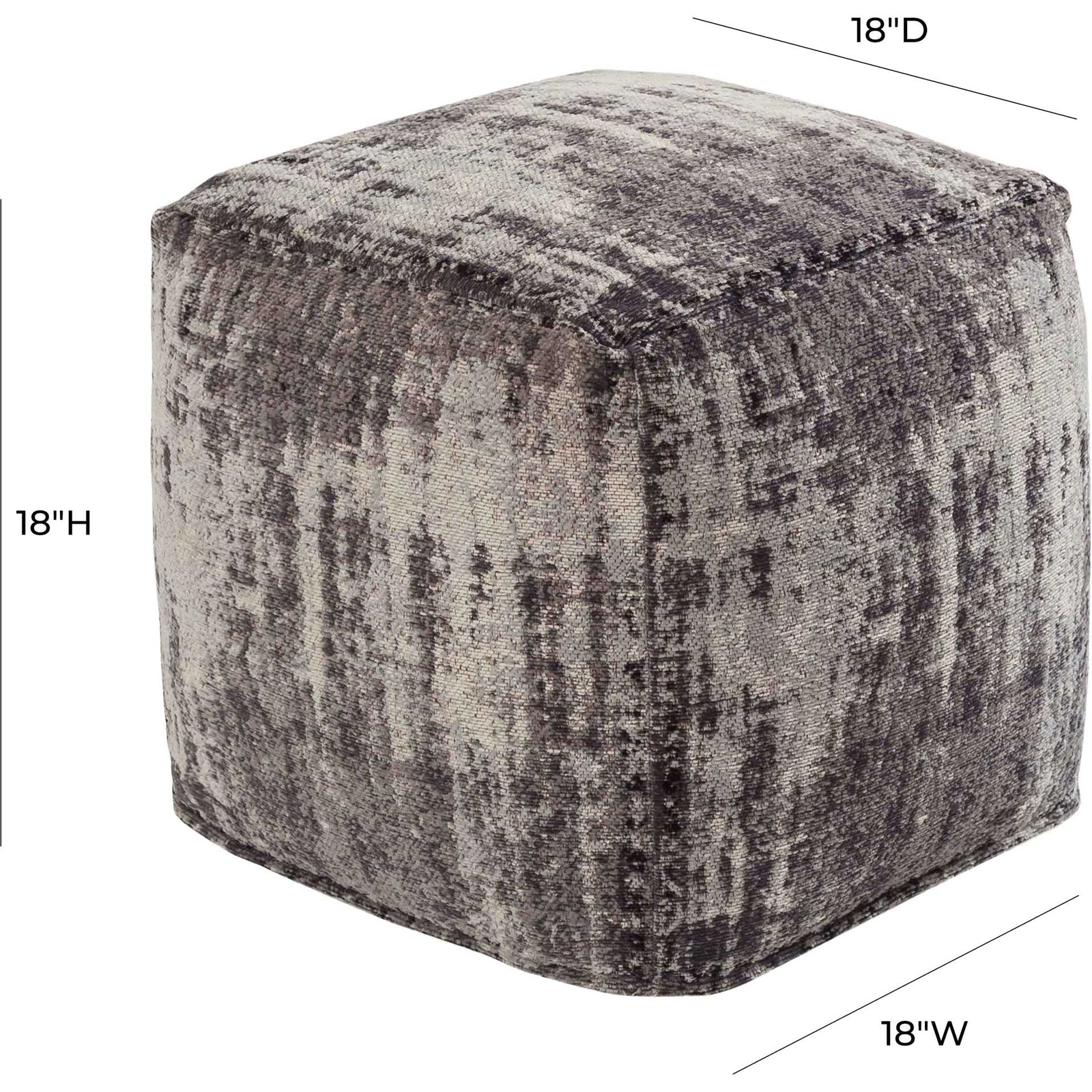 Chandlen Cotton Jacquard Pouf Gray