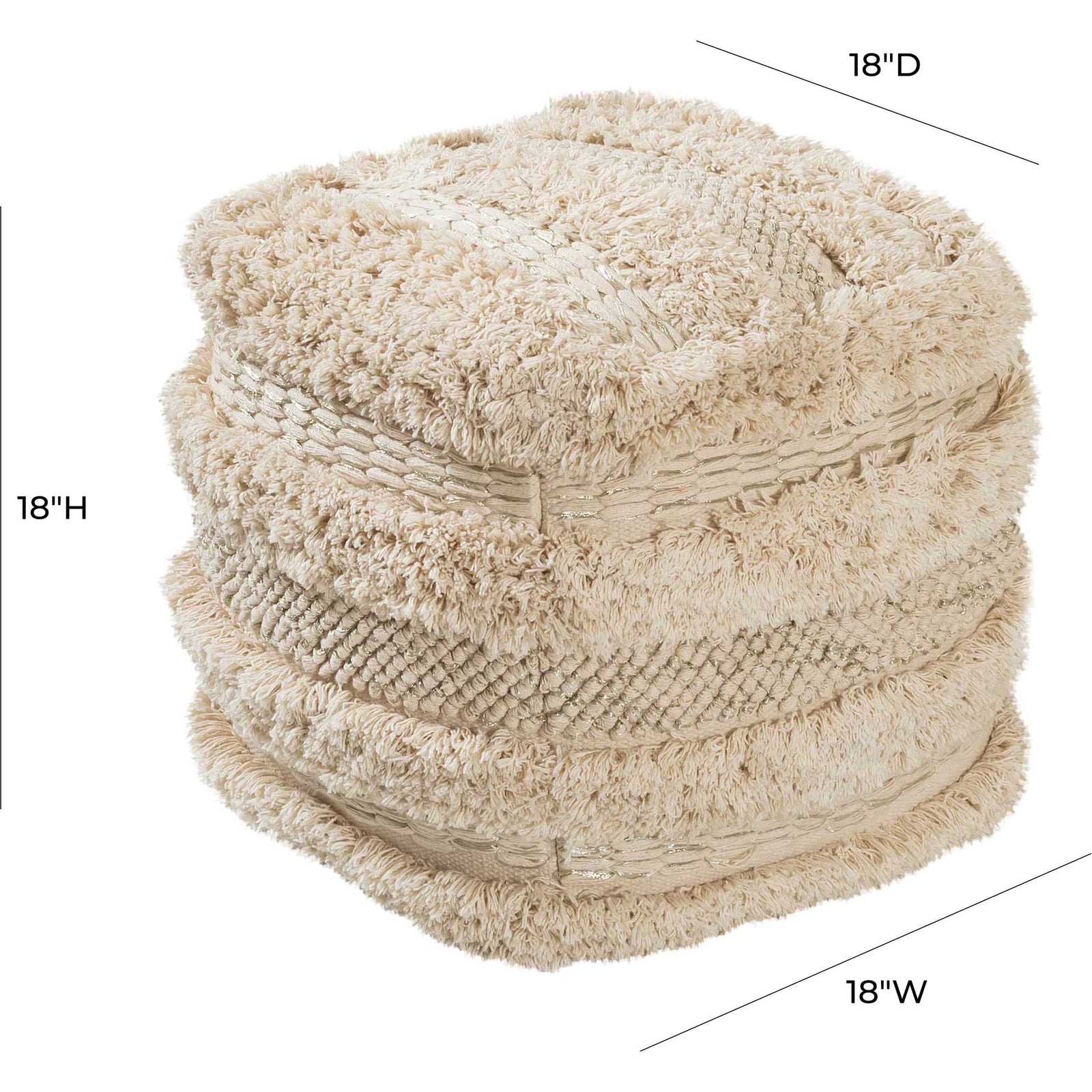 Yoali Cotton Pouf Beige