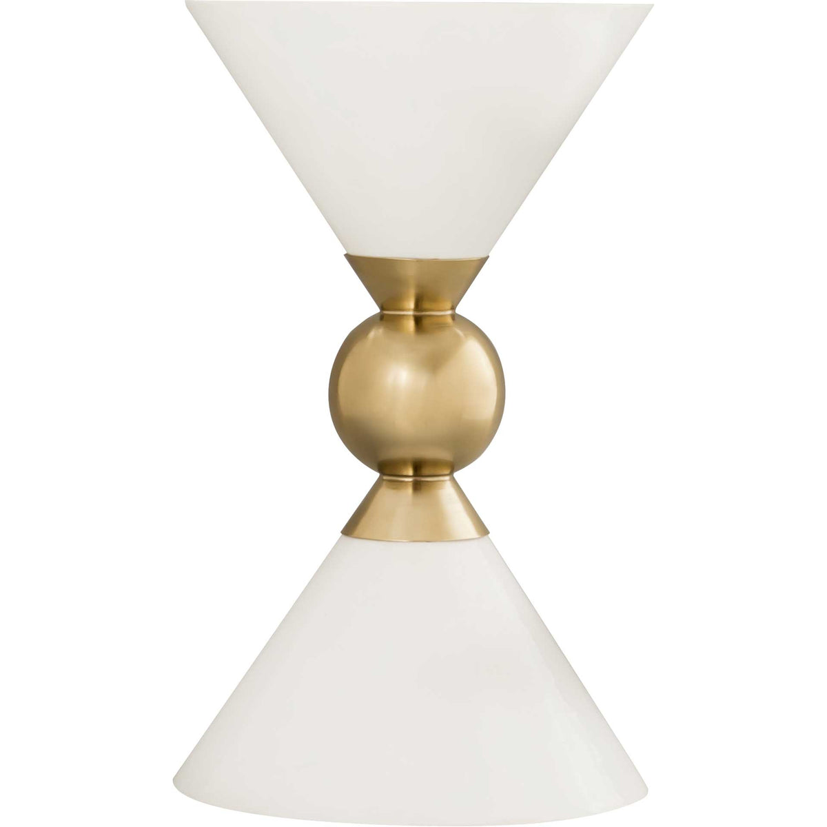 Creamy white curves and gold-finished accents lend this tapered side table a refined, sculptural feel.