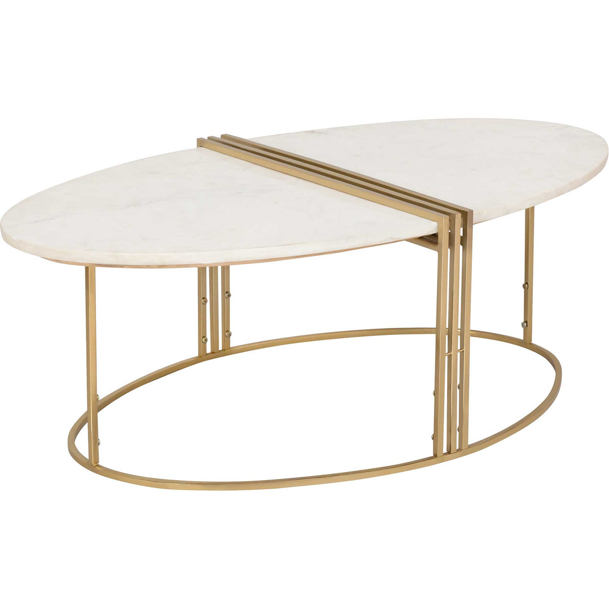 Cairo Oval Marble Coffee Table Gold/White