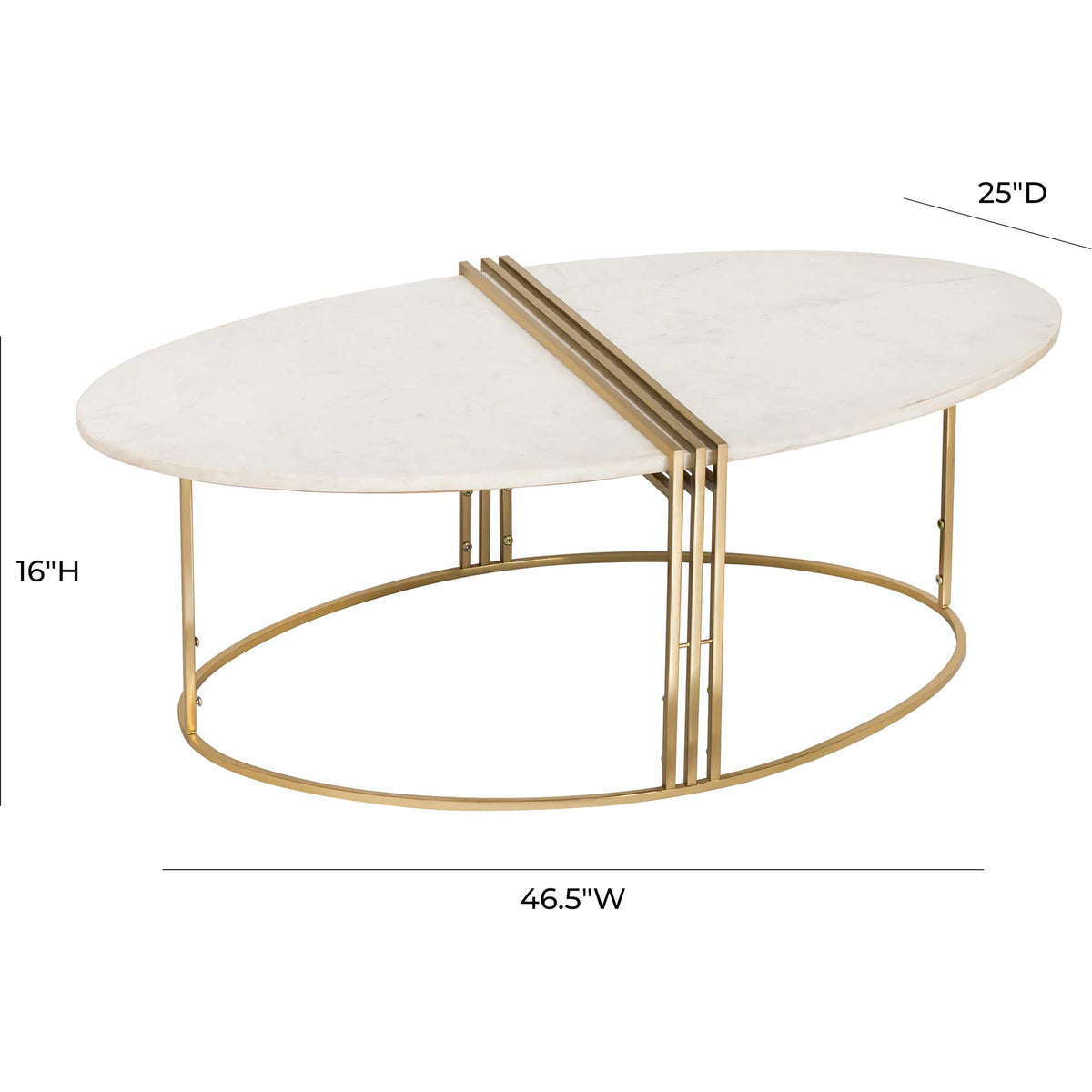 Cairo Oval Marble Coffee Table Gold/White