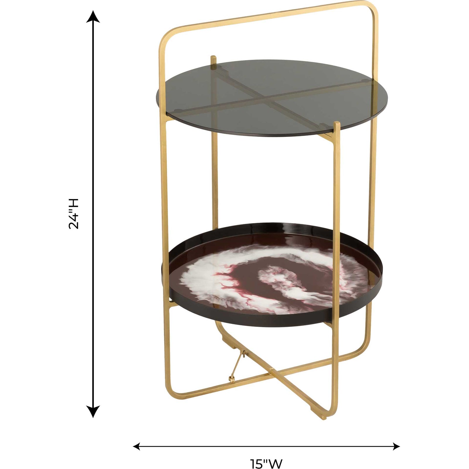 Enamel Side Table Plum/White