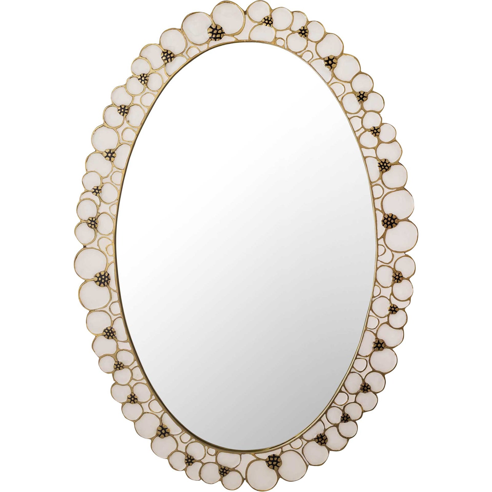 Flora Handpainted Mirror Brass